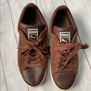 Puma Brown Woven Leather Sneakers. Size 9.5